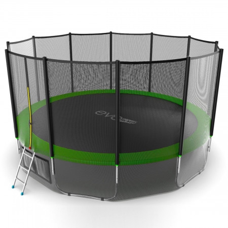 EVO JUMP External 16ft (Green) + Lower net. Батут с внешней сеткой и лестницей, диаметр 16ft (зеленый) + нижняя сеть