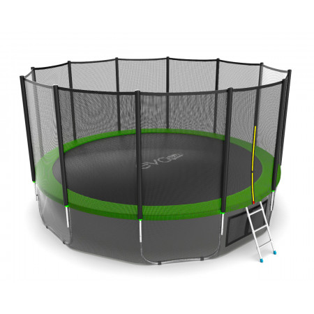 EVO JUMP External 16ft (Green) + Lower net. Батут с внешней сеткой и лестницей, диаметр 16ft (зеленый) + нижняя сеть