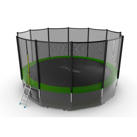 EVO JUMP External 16ft (Green) + Lower net. Батут с внешней сеткой и лестницей, диаметр 16ft (зеленый) + нижняя сеть
